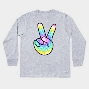 V Sign Tie Dye Kids Long Sleeve T-Shirt